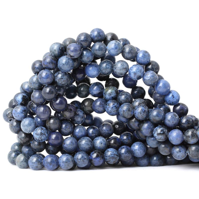 CHEAVIAN 45PCS 8mm Natural Dumortierite Gemstone Round Loose Stone Beads for Jewelry Making Crafts Design 1 Strand 15" - Image 1